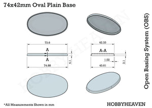 75x42mm Oval Plain Plastic Bases