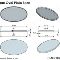 90x52mm Oval Plain Plastic Bases