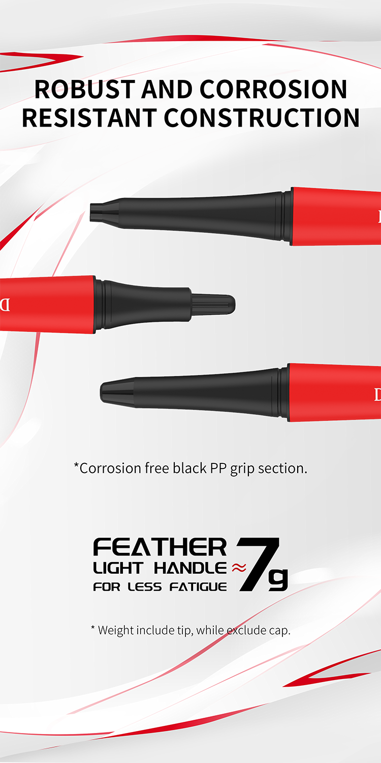DSPIAE Phoenix Plume panel: black PP grip sections and a handle of about 7 g without the cap