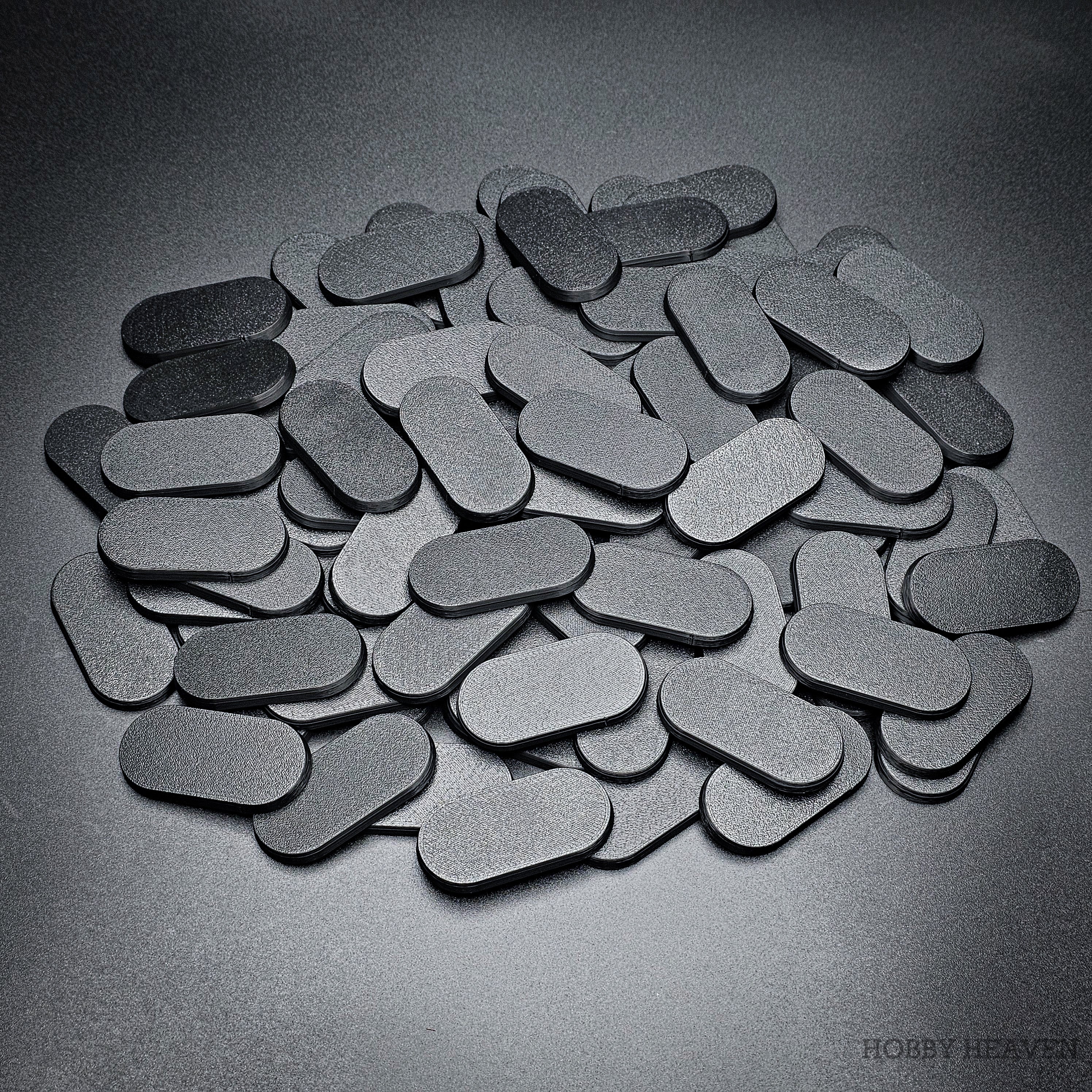 50x25mm Pill Plain Black PLA Plastic Bases 3d Print