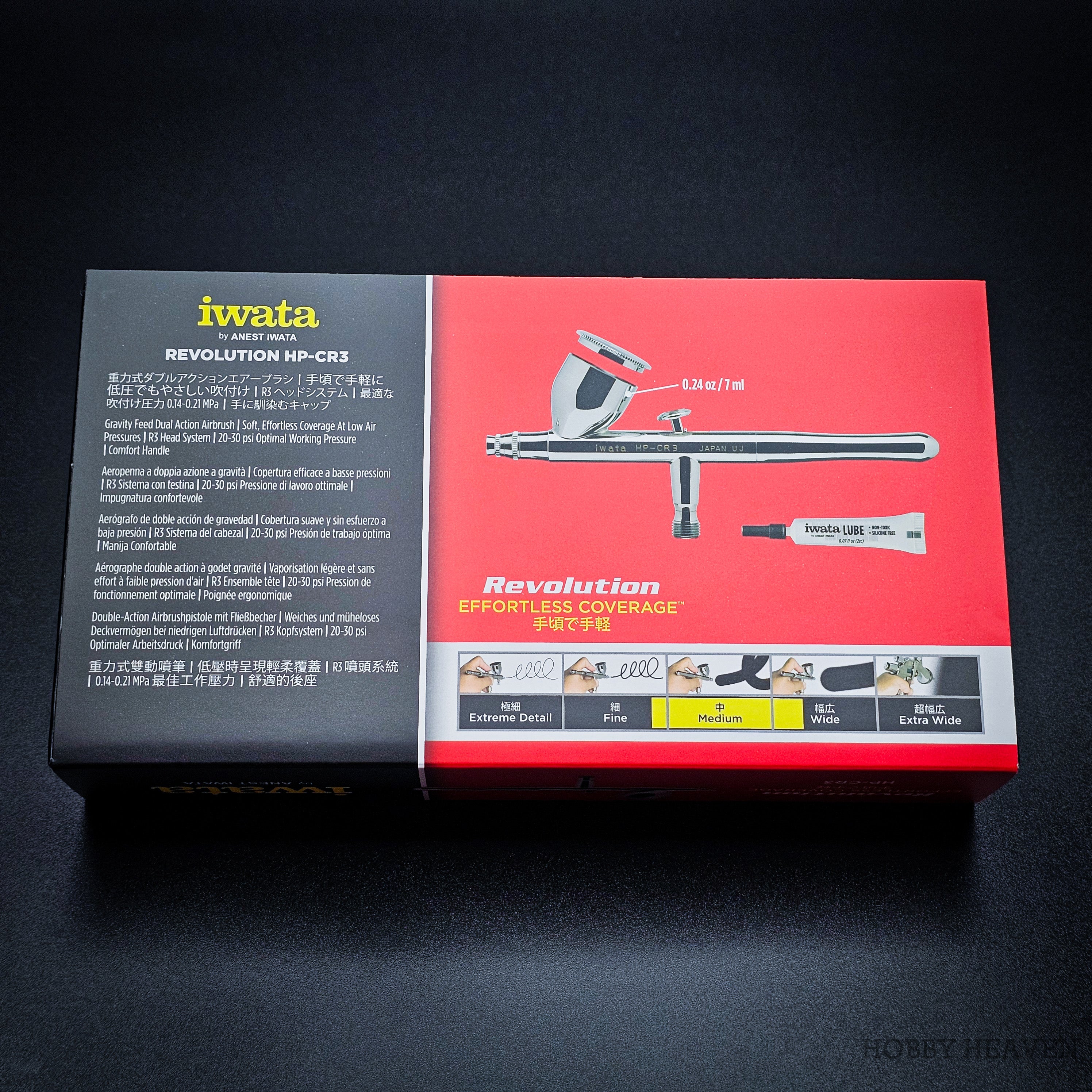 Iwata Revolution CR3 Dual-Action Gravity Feed Airbrush 0.3mm Nozzle – 7ml Cup