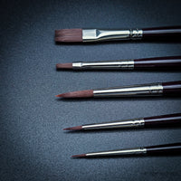 Winsor & Newton Galeria Short Handle Brush Set – 5-Pack (One Stroke 6mm, One Stroke 3mm, Round 6, Round 2, Round 0)
