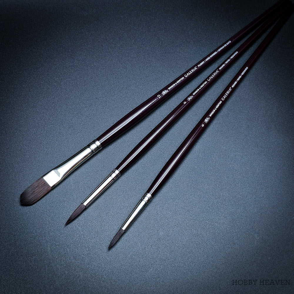 Winsor & Newton Galeria Long Handle Brush Set – 3-Pack (Round 6, Round 8, Filbert 12)