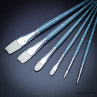 Winsor & Newton Foundation Acrylic Brush Set – 6-Pack (Round 3 & 6, Filbert 3 & 6, Flat 10 & 14)
