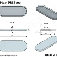 70x25mm Pill Bike Plain Plastic Bases