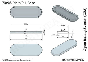 70x25mm Pill Bike Plain Plastic Bases