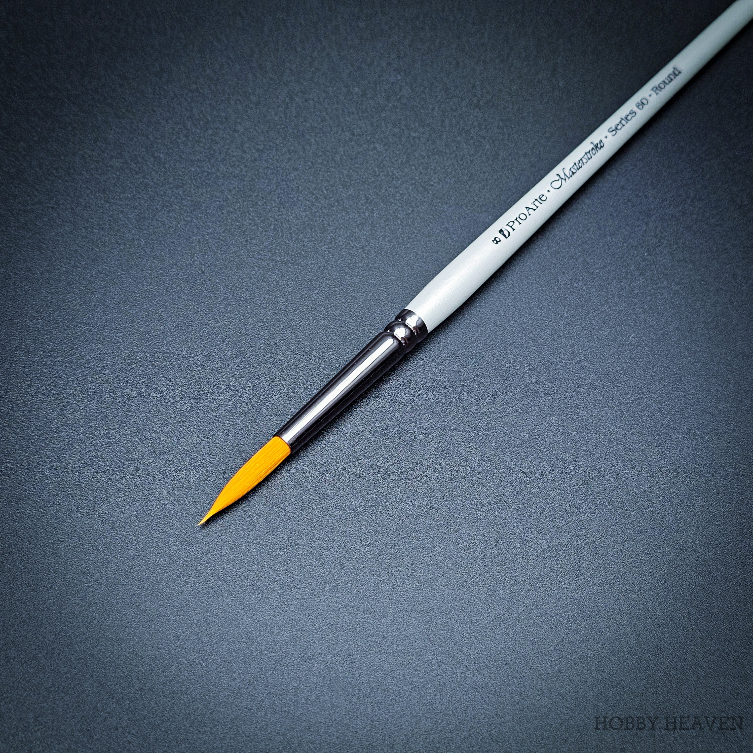 Pro Arte Masterstroke Series 60 – Close-up of size 8 Prolon Round Brush on black background.