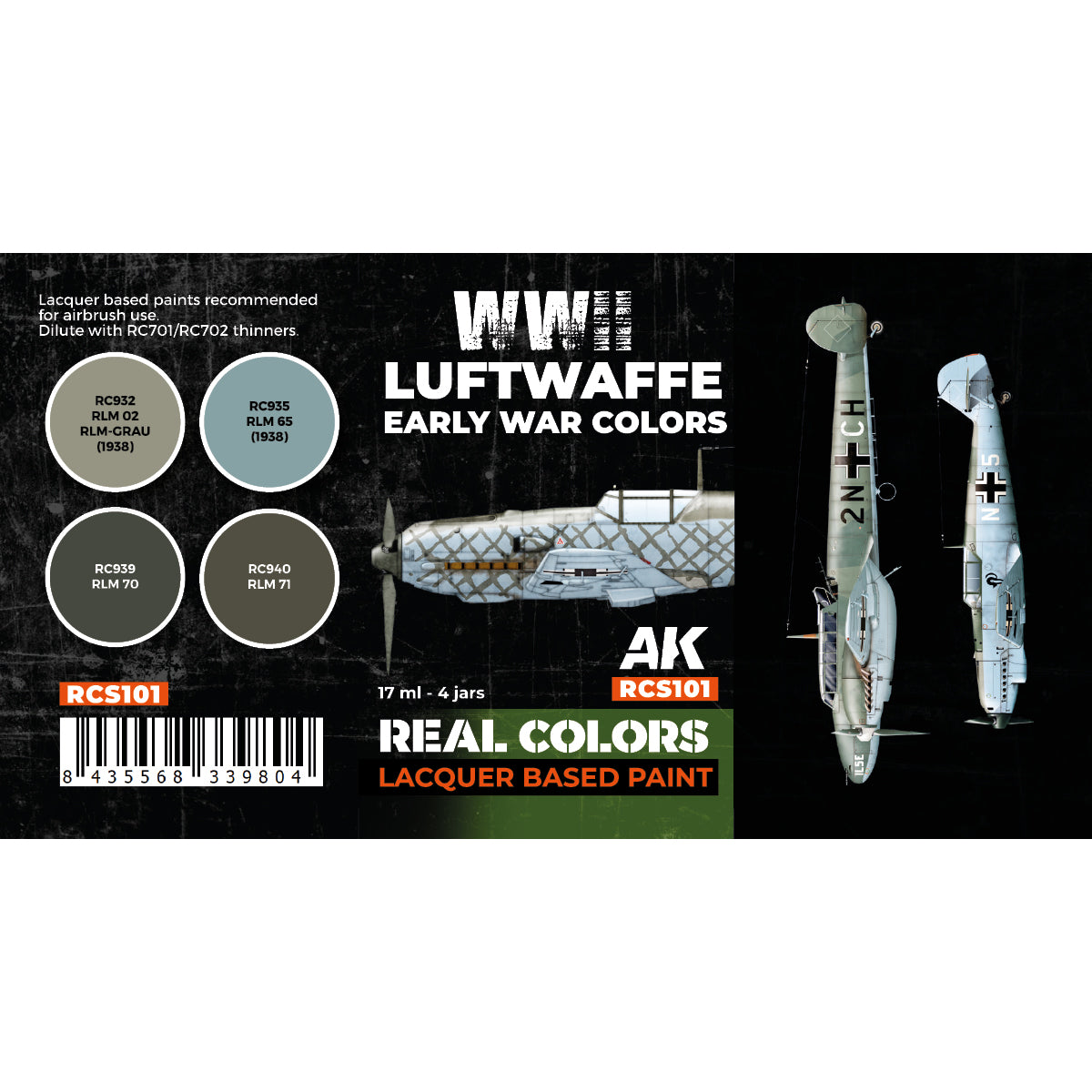 AK Interactive Real Colors WWII Luftwaffe Early War Colors Set RCS101