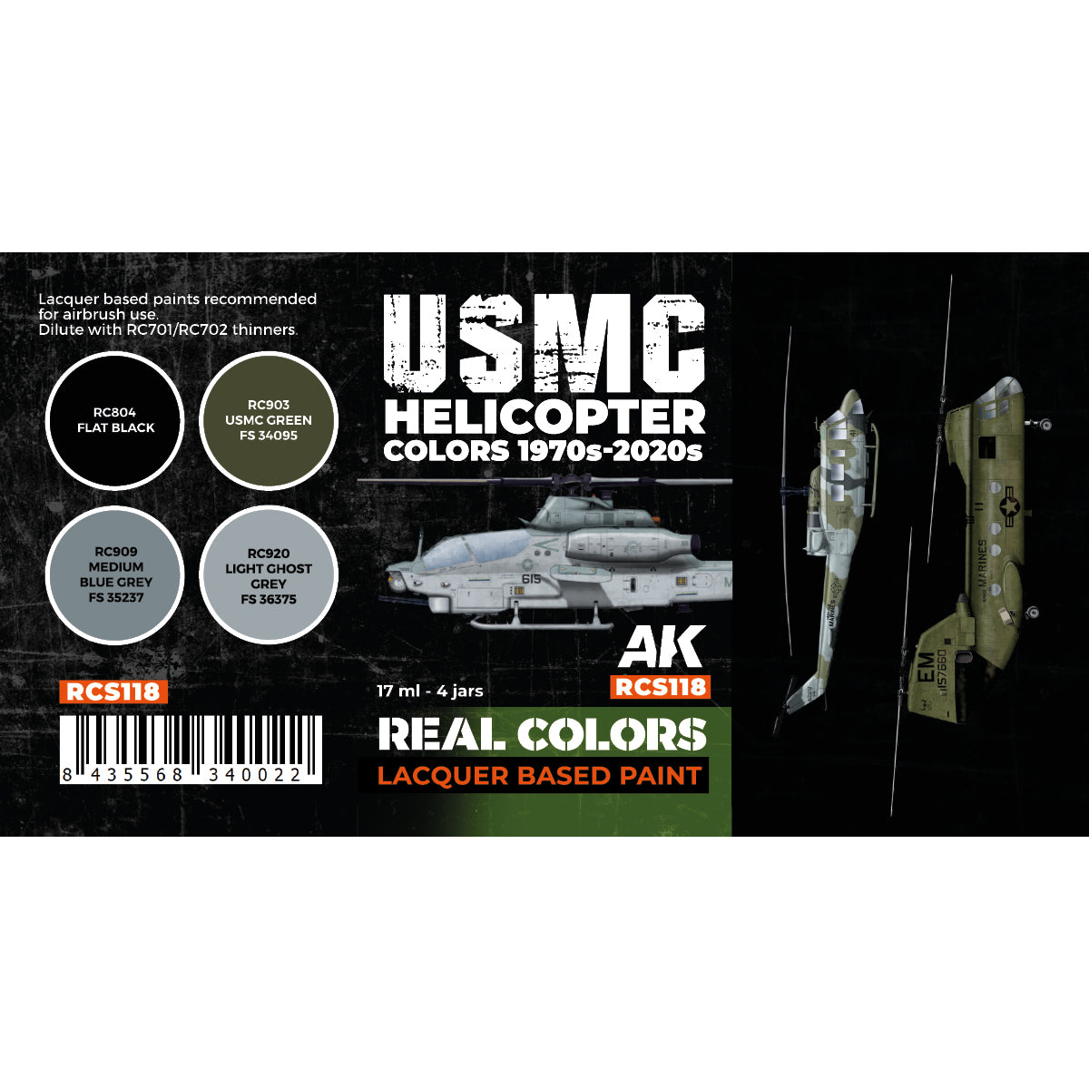 AK Interactive Real Colors USMC Helicopter Colors 1970s-2020s Set RCS118