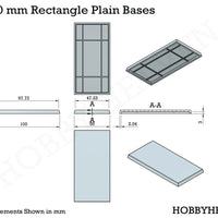 100x50mm | 50x100mm Rectangular Plain Plastic Bases | Versatile Miniature Stands