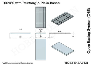 100x50mm | 50x100mm Rectangular Plain Plastic Bases | Versatile Miniature Stands