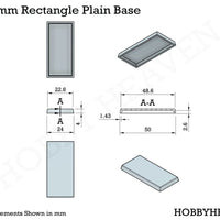 50x25mm Rectangular Plain Plastic Bases