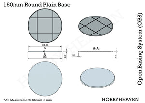 160mm Round Plain Plastic Bases