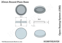 20mm Round Plain Plastic Bases
