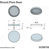 25mm Round Plain Plastic Bases