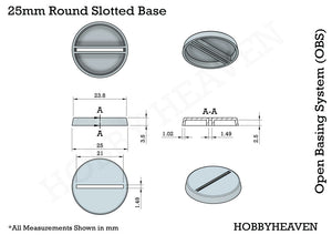 25mm Round Slotted Plastic Bases