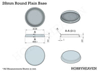 28.5mm Round Plain Plastic Bases
