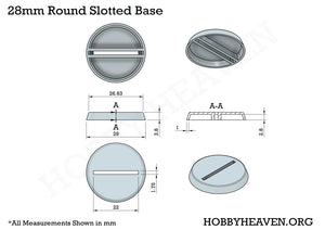 28mm Round Slotted Plastic Bases 3d Print