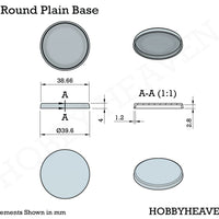 40mm Round Plain Plastic Bases