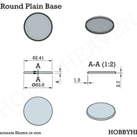 60mm Round Plain Plastic Bases