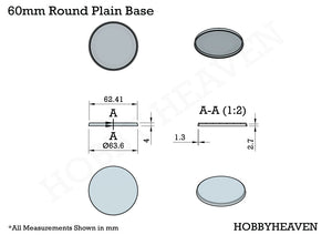 60mm Round Plain Plastic Bases