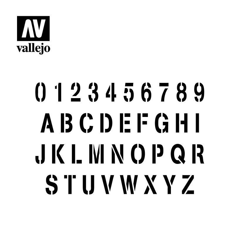 Vallejo Stencils Stamp Font LET002