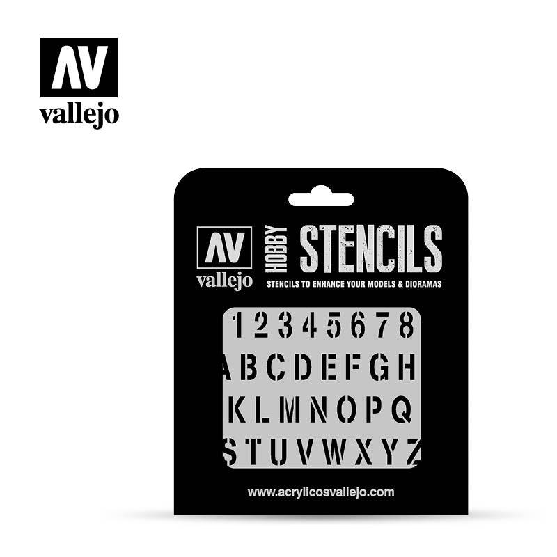 Vallejo Stencils Stamp Font LET002