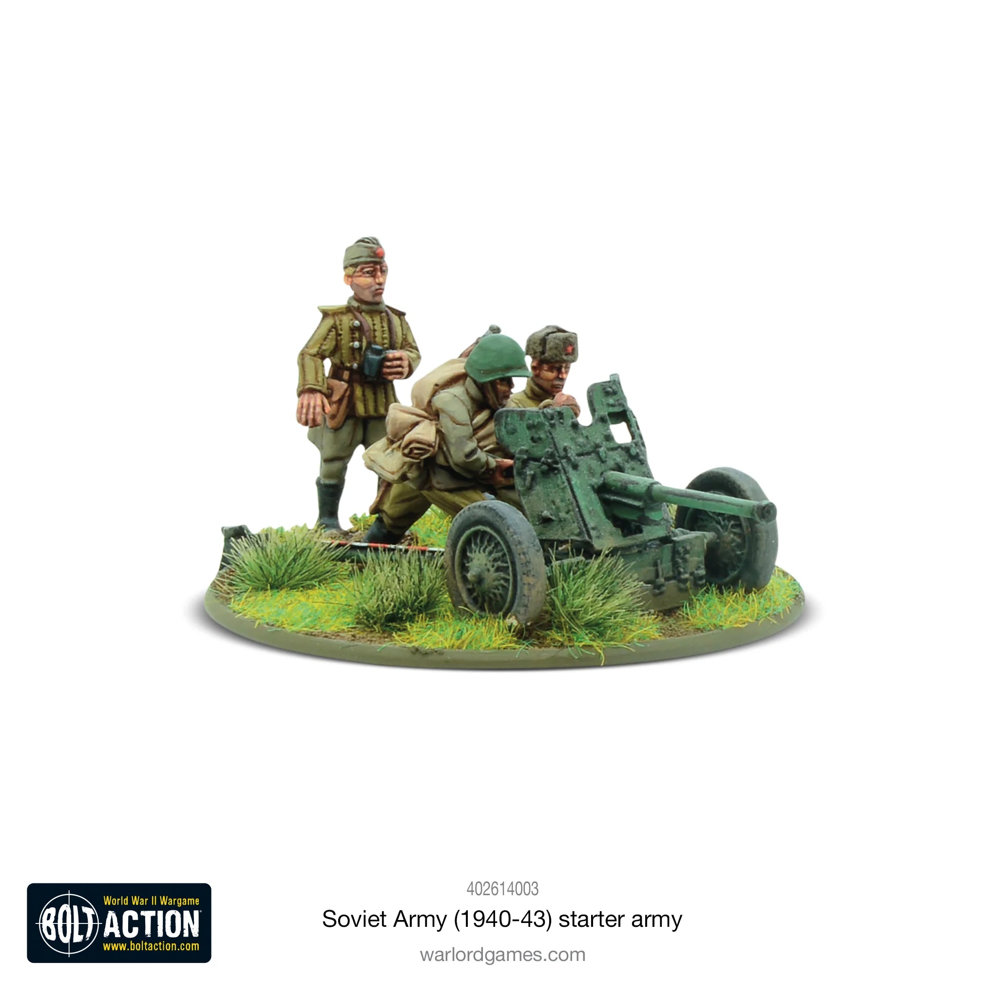  Soviet early war anti-tank gun with crew, designed for neutralizing enemy armor during the early years of WWII.