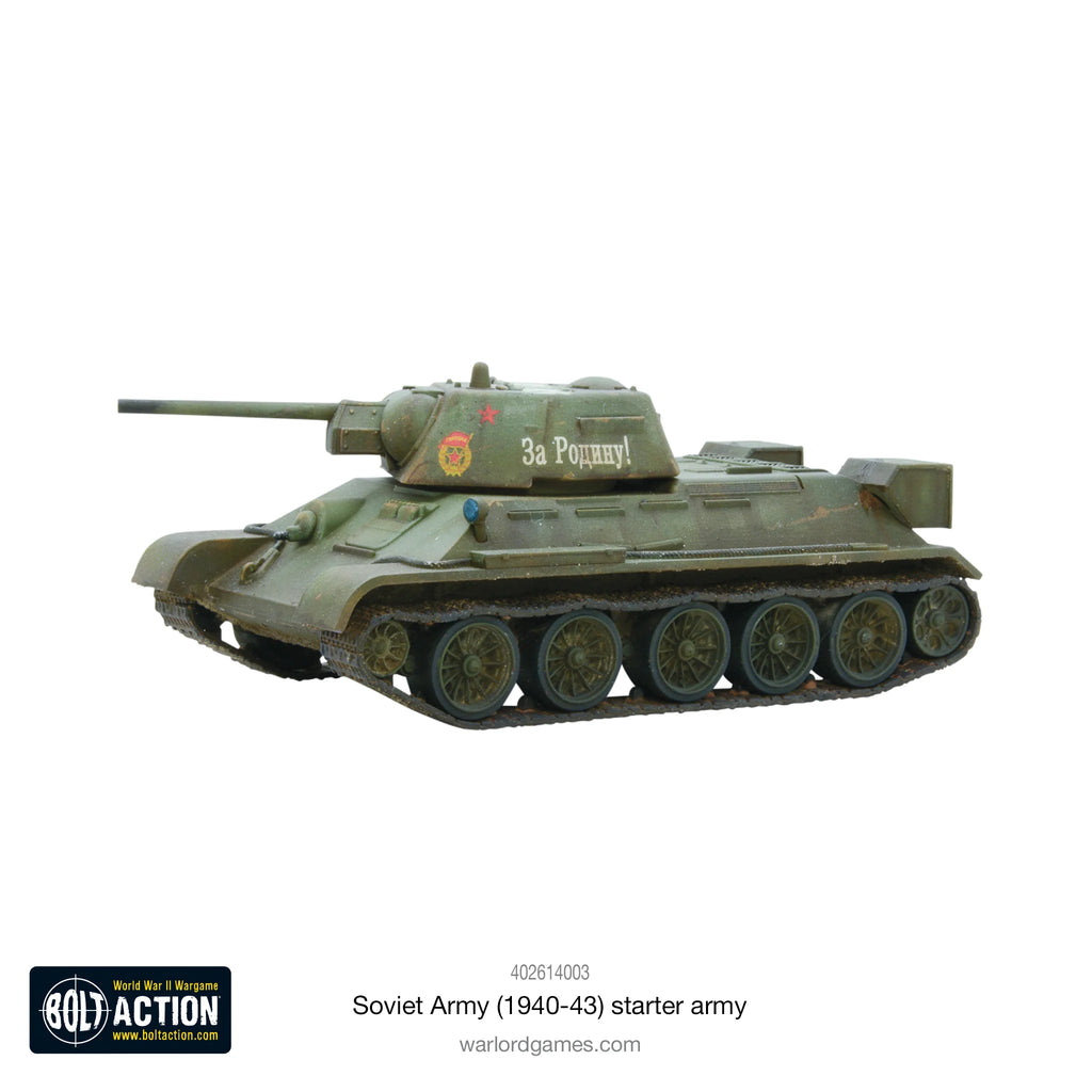  T-34 tank miniature in early war configuration, ideal for Soviet forces in the beginning of WWII tabletop battles.