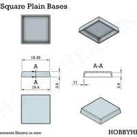 20mm Square Plain Plastic Bases