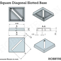 20mm Square Slotted Plastic Bases