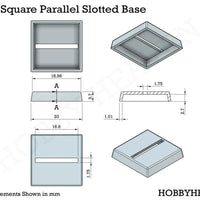 20mm Square Parallel Slotted Plastic Bases