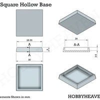 30mm Square Hollow Plastic Bases 3d Print