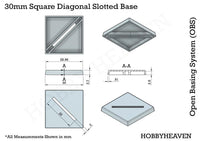 30mm Square Diagonal Slotted Plastic Bases
