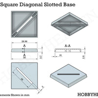 30mm Square Diagonal Slotted Plastic Bases