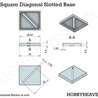 30mm Square Diagonal Slotted Plastic Bases 3d Print