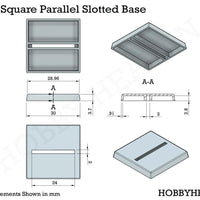 30mm Square Parallel Slotted Plastic Bases