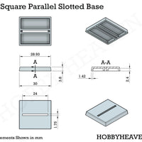 30mm Square Parallel Slotted Plastic Bases 3d Print