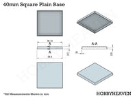 40mm Square Plain Plastic Bases
