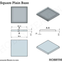 40mm Square Plain Plastic Bases