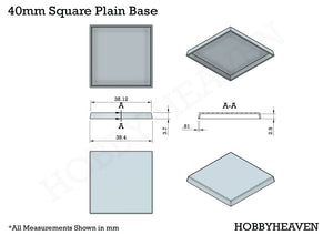 40mm Square Plain Plastic Bases