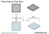 50mm Square Plain Plastic Bases
