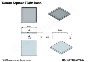 50mm Square Plain Plastic Bases