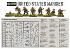 The plastic US Marines sprue with its numbered parts list