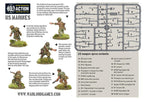 The US weapons sprue with its parts list, and painted Marines with notes on their kit