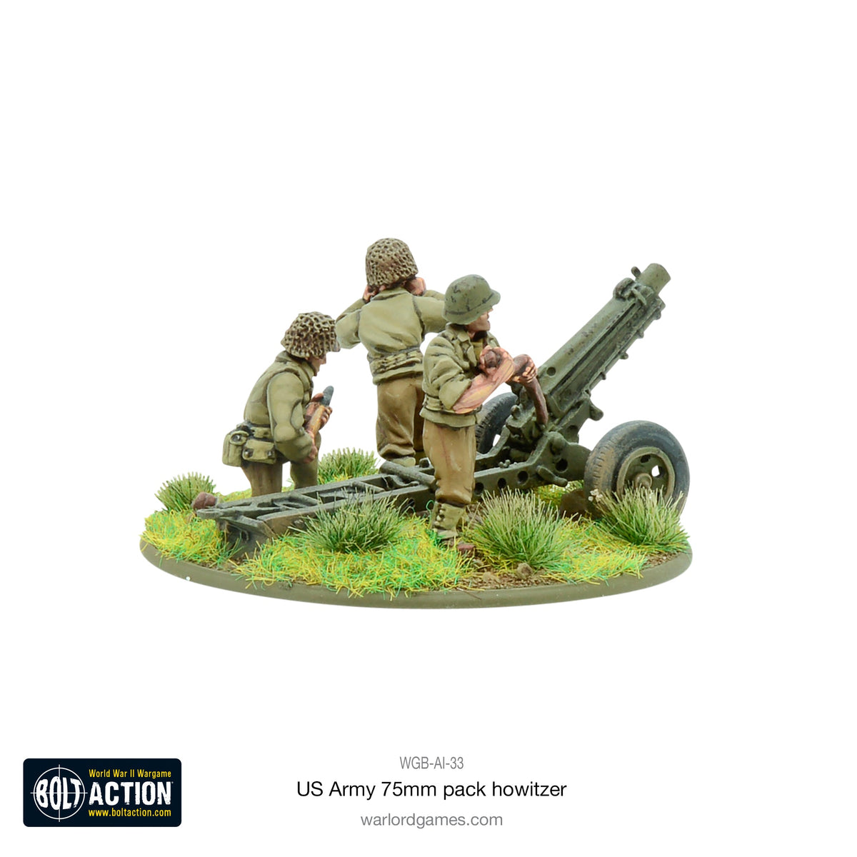 The howitzer and crew seen from behind the gun