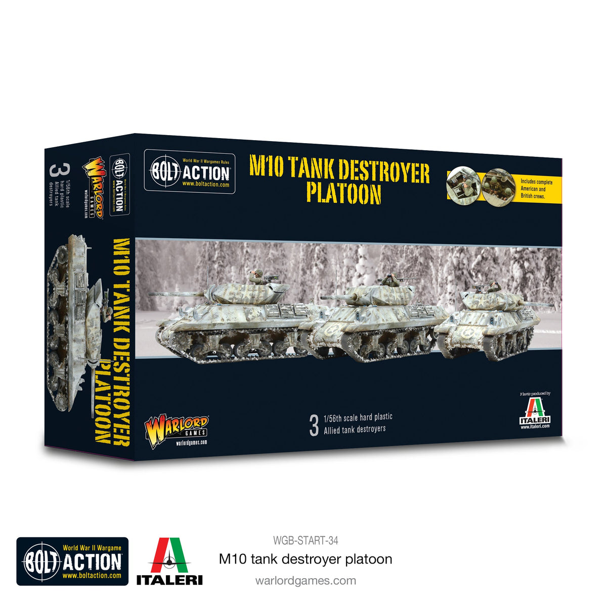 Bolt Action M10 Tank Destroyer Platoon box: three M10s in winter whitewash
