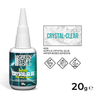 Green Stuff World Acrylic Crystal Glue 20g bottle – clear water-based adhesive for transparent parts.
