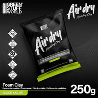 Green Stuff World Air Dry Foam Clay 250g Black packaging and product view