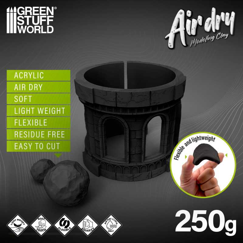 Example of terrain and sculpted piece made with Green Stuff World Air Dry Foam Clay Black